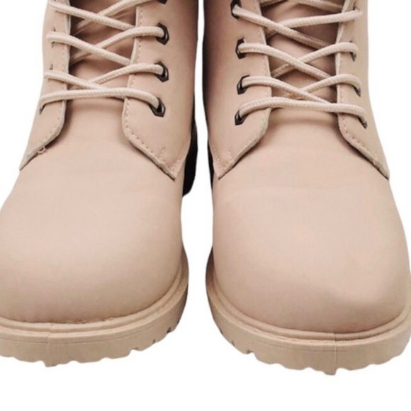 CHARLES ALBERT Raina Blush Pink Lace Up Moto Boots Vegan Leather - Picture 4 of 6